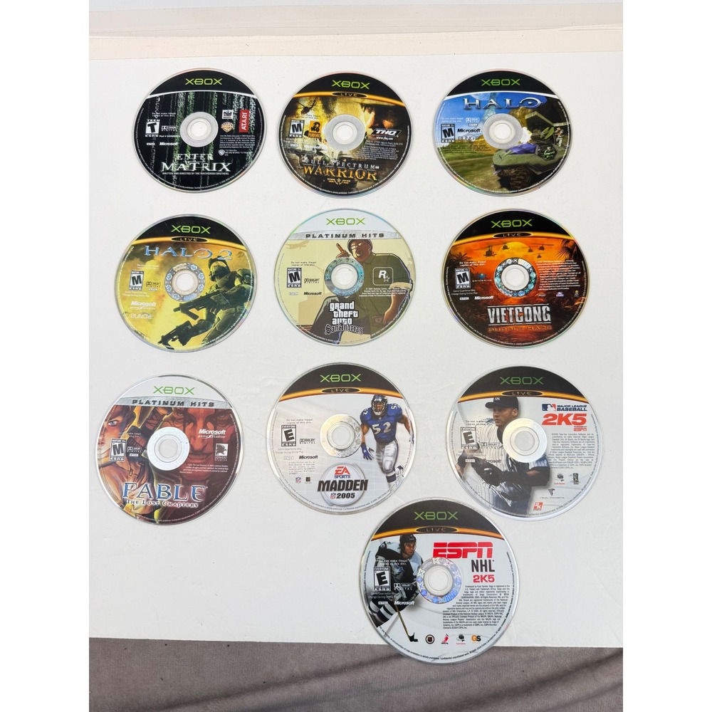 Xbox Original Game Disc Lot Halo GTA San Andreas Fable Madden ESPN Untested